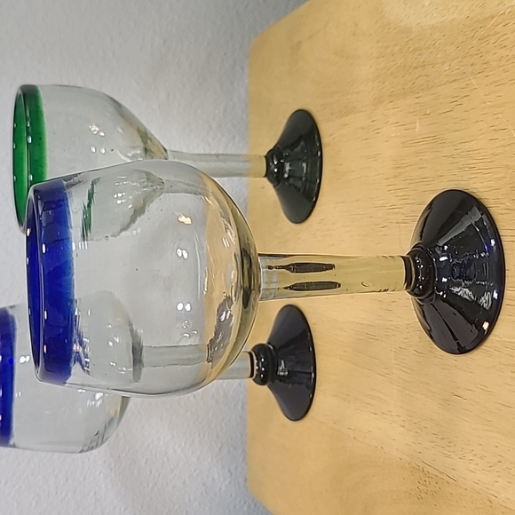 Hand Blown Margarita/Wine goblets Set of 4 - Picture 3 of 5